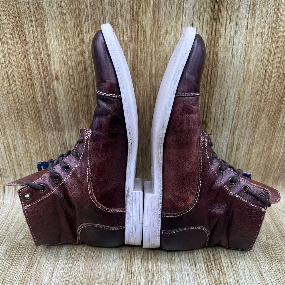 Bed Stu Leonardo Boots Men's Size 9 Brown Leather Cap Toe Lace Up Workshop